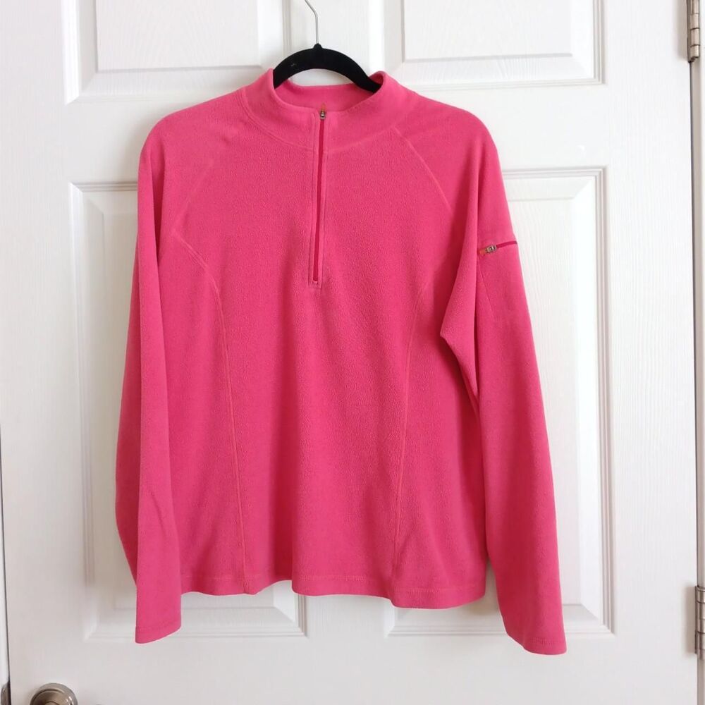 L.L. Bean Hot Pink Quarter-Zip Fleece Pullover Sweater XL